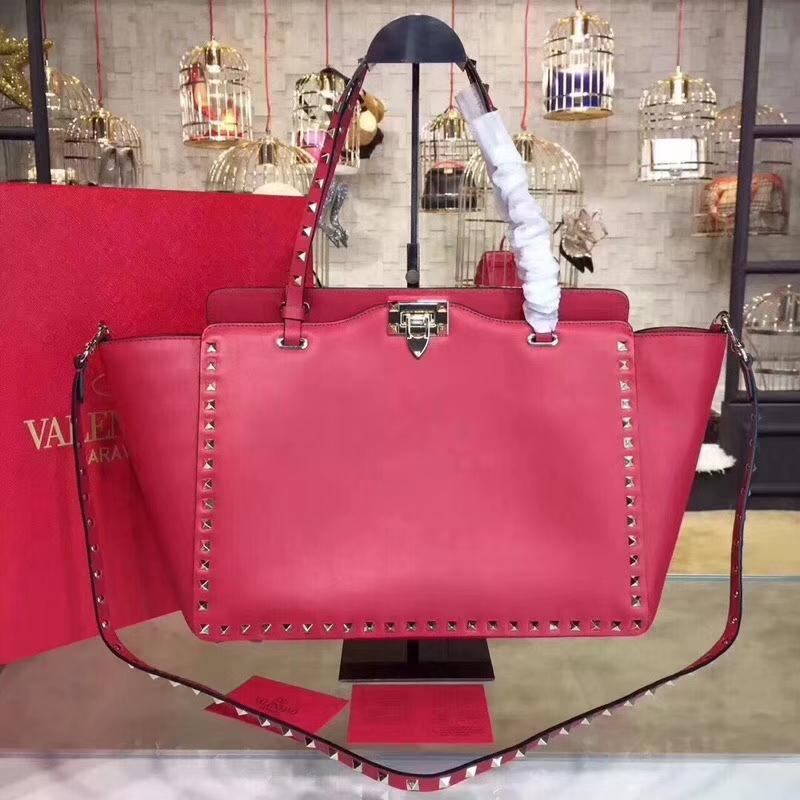 Valentino Shoulder Tote Bags VA0973 Full leather plain red gold buckle